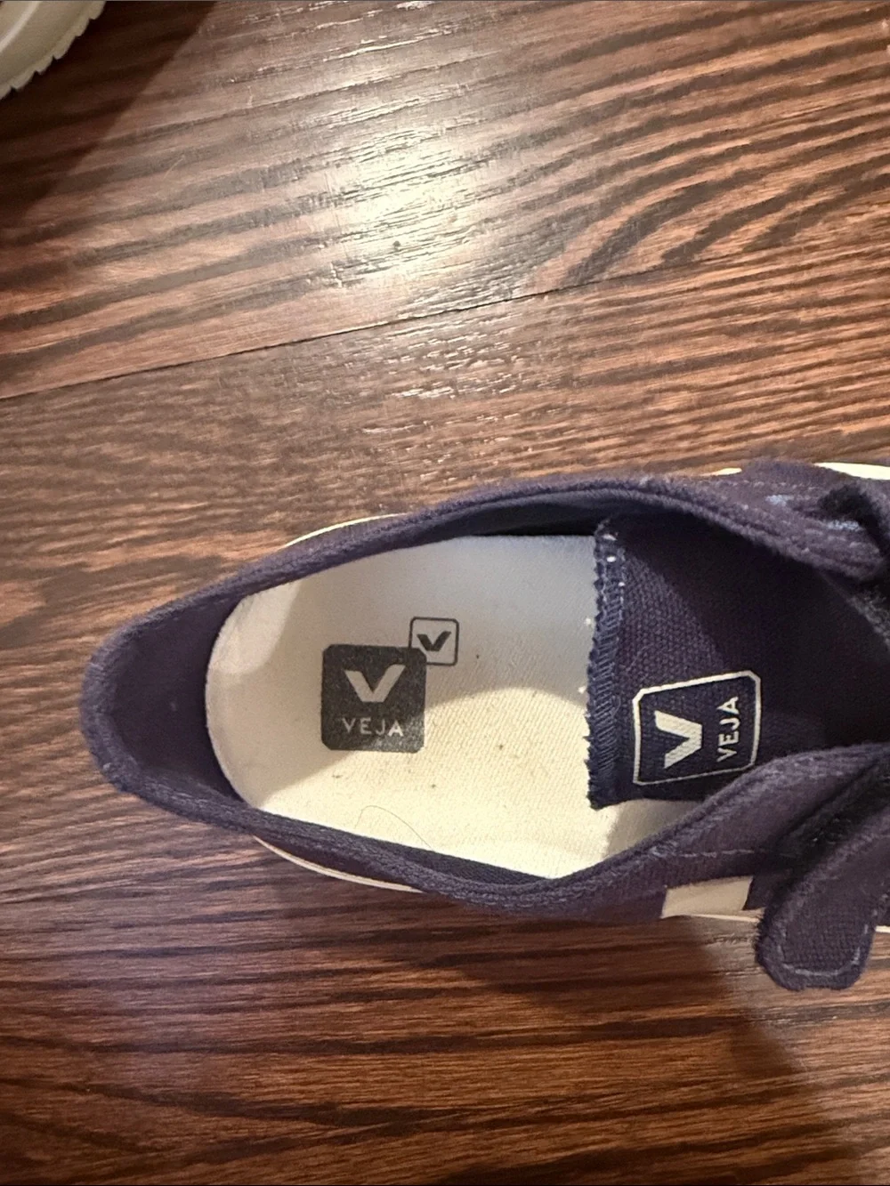 Veja Kids Velcro Sneakers in Navy and White